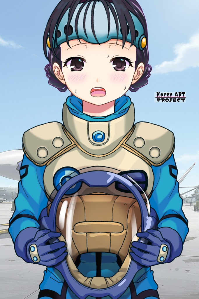 ゆりちゃん+ミレーヌ・ジーナスのパイロットスーツ【マクロス7-04】 Yuri Original Color 正面 Front Angle Yuri is wearing Mylene Flare Jenius's PilotSuit【MACROSS7-04】