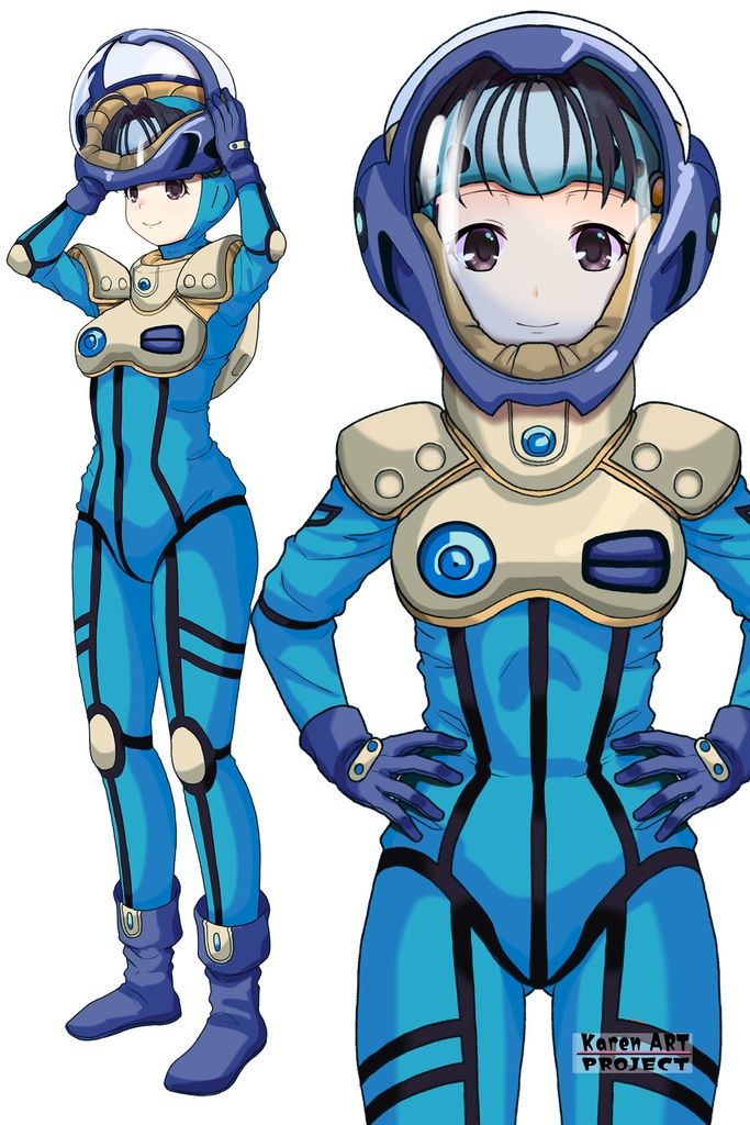 ゆりちゃん+ミレーヌ・ジーナスのパイロットスーツ【マクロス7-04】 Yuri Original Color 正面 Front Angle Yuri is wearing Mylene Flare Jenius's PilotSuit【MACROSS7-04】