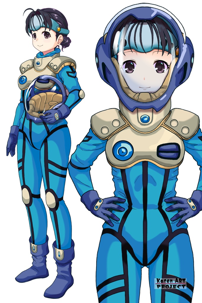 ゆりちゃん+ミレーヌ・ジーナスのパイロットスーツ【マクロス7-04】 Yuri Original Color 正面 Front Angle Yuri is wearing Mylene Flare Jenius's PilotSuit【MACROSS7-04】