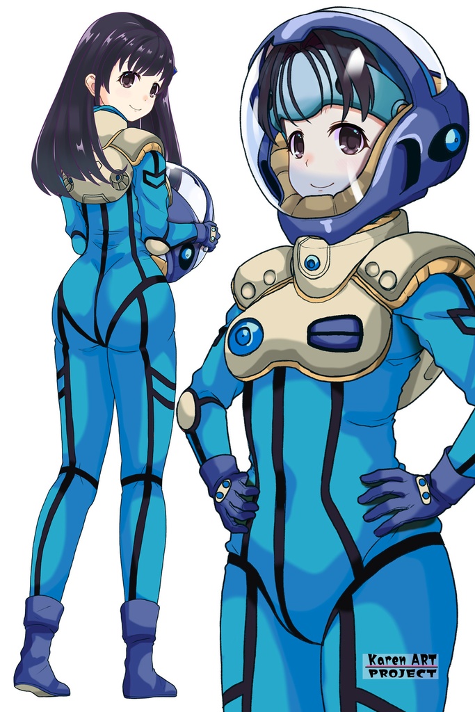 ゆりちゃん+ミレーヌ・ジーナスのパイロットスーツ【マクロス7-05】 Yuri Original Color 斜め前 Diagonal front angle ロングヘア Long HairStyle Yuri is wearing Mylene Flare Jenius's PilotSuit【MACROSS7-05】