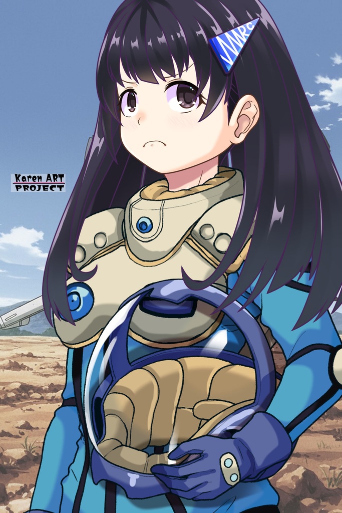 ゆりちゃん+ミレーヌ・ジーナスのパイロットスーツ【マクロス7-05】 Yuri Original Color 斜め前 Diagonal front angle ロングヘア Long HairStyle Yuri is wearing Mylene Flare Jenius's PilotSuit【MACROSS7-05】