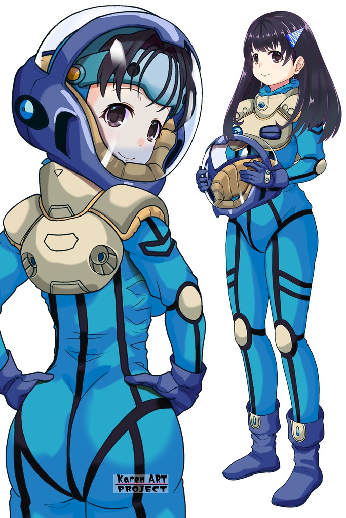 ゆりちゃん+ミレーヌ・ジーナスのパイロットスーツ【マクロス7-06】 Yuri Original Color 背面 Back Angle ロングヘア Long HairStyle Yuri is wearing Mylene Flare Jenius's PilotSuit【MACROSS7-06】