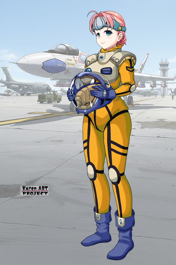 亜美ちゃん+ミレーヌ・ジーナスのパイロットスーツ【マクロス7-01】 Ami Original Color 斜め前 Diagonal front angle Ami is wearing Mylene Flare Jenius's PilotSuit【MACROSS7-01】