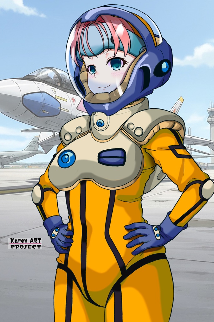 亜美ちゃん+ミレーヌ・ジーナスのパイロットスーツ【マクロス7-01】 Ami Original Color 斜め前 Diagonal front angle Ami is wearing Mylene Flare Jenius's PilotSuit【MACROSS7-01】