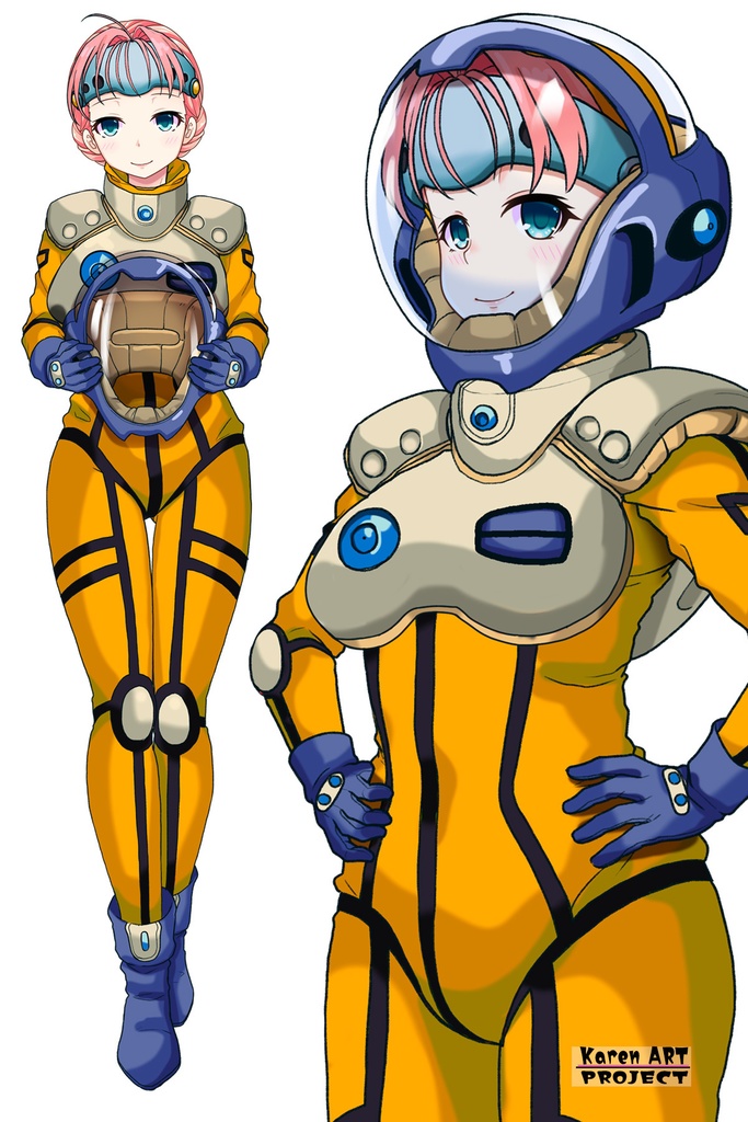 亜美ちゃん+ミレーヌ・ジーナスのパイロットスーツ【マクロス7-01】 Ami Original Color 斜め前 Diagonal front angle Ami is wearing Mylene Flare Jenius's PilotSuit【MACROSS7-01】