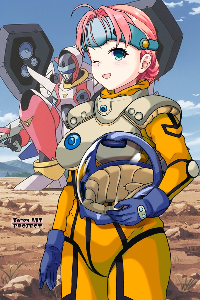 亜美ちゃん+ミレーヌ・ジーナスのパイロットスーツ【マクロス7-01】 Ami Original Color 斜め前 Diagonal front angle Ami is wearing Mylene Flare Jenius's PilotSuit【MACROSS7-01】