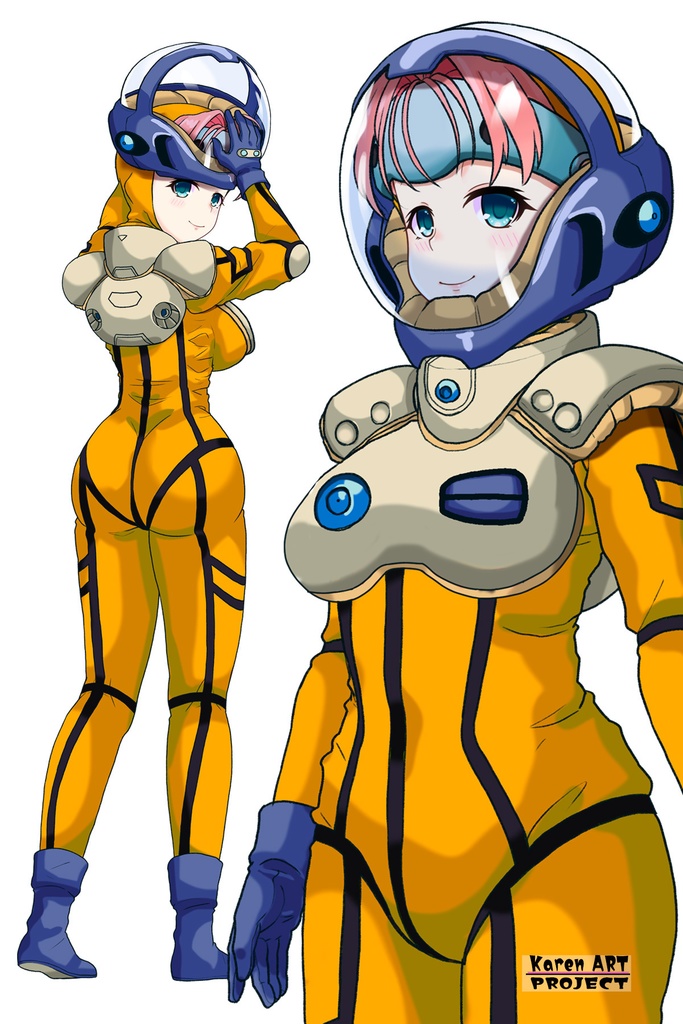 亜美ちゃん+ミレーヌ・ジーナスのパイロットスーツ【マクロス7-01】 Ami Original Color 斜め前 Diagonal front angle Ami is wearing Mylene Flare Jenius's PilotSuit【MACROSS7-01】