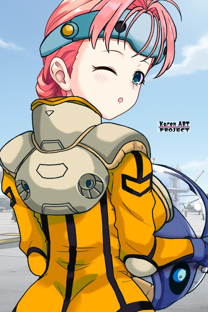亜美ちゃん+ミレーヌ・ジーナスのパイロットスーツ【マクロス7-02】 Ami Original Color 背面 Back Angle Ami is wearing Mylene Flare Jenius's PilotSuit【MACROSS7-02】