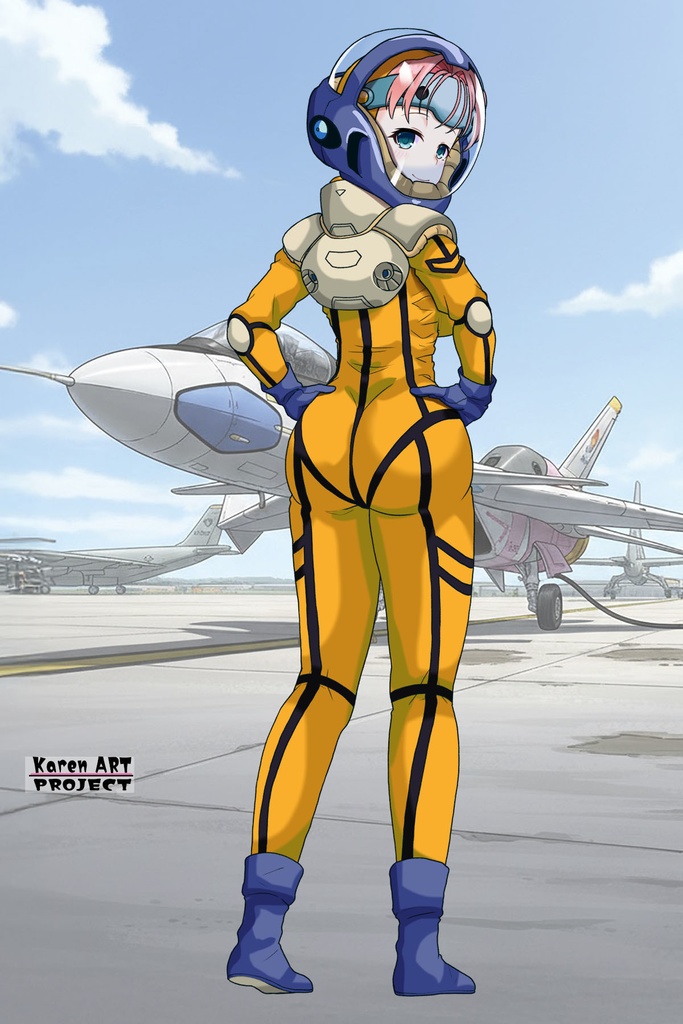 亜美ちゃん+ミレーヌ・ジーナスのパイロットスーツ【マクロス7-02】 Ami Original Color 背面 Back Angle Ami is wearing Mylene Flare Jenius's PilotSuit【MACROSS7-02】
