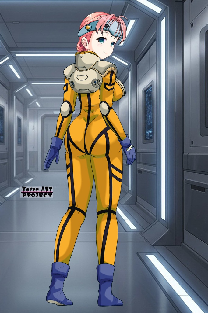 亜美ちゃん+ミレーヌ・ジーナスのパイロットスーツ【マクロス7-02】 Ami Original Color 背面 Back Angle Ami is wearing Mylene Flare Jenius's PilotSuit【MACROSS7-02】