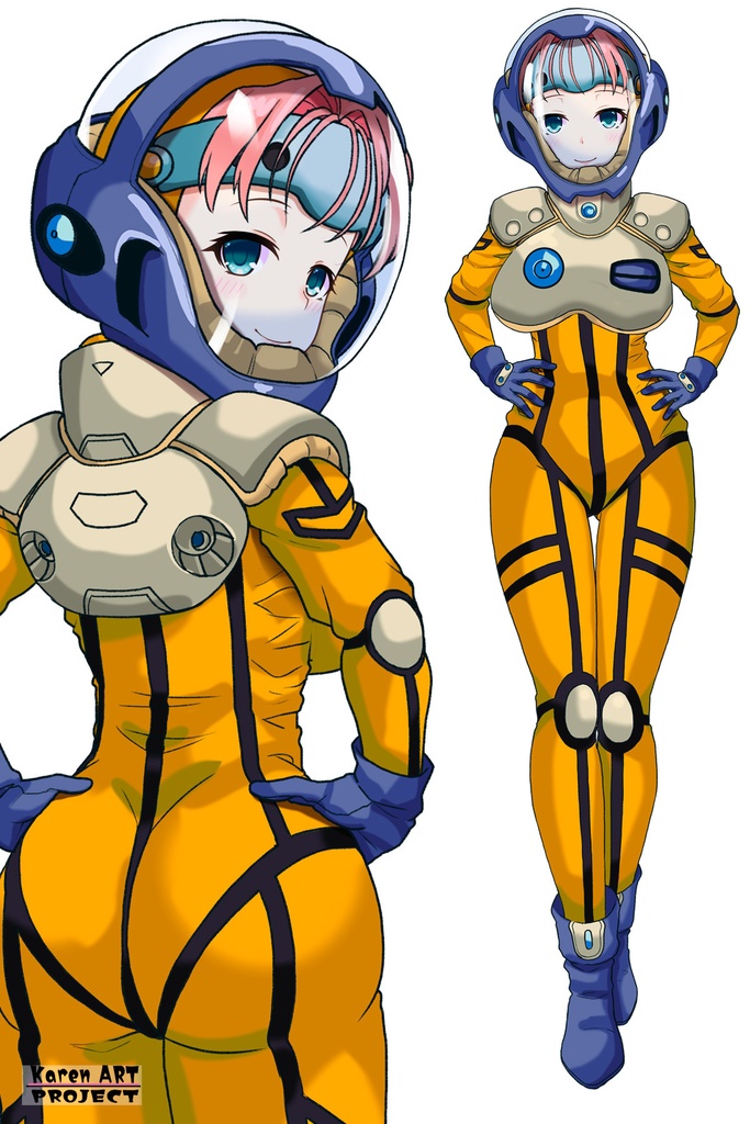 亜美ちゃん+ミレーヌ・ジーナスのパイロットスーツ【マクロス7-02】 Ami Original Color 背面 Back Angle Ami is wearing Mylene Flare Jenius's PilotSuit【MACROSS7-02】