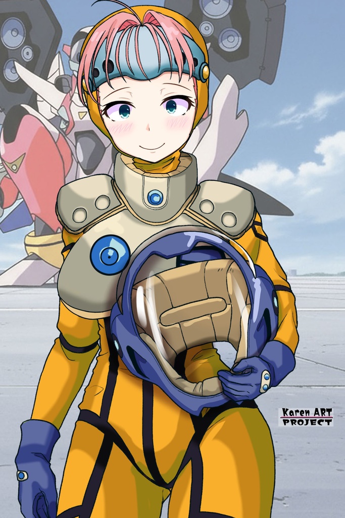 亜美ちゃん+ミレーヌ・ジーナスのパイロットスーツ【マクロス7-03】 Ami Original Color 正面Sポーズ Front S-POSE Ami is wearing Mylene Flare Jenius's PilotSuit【MACROSS7-03】