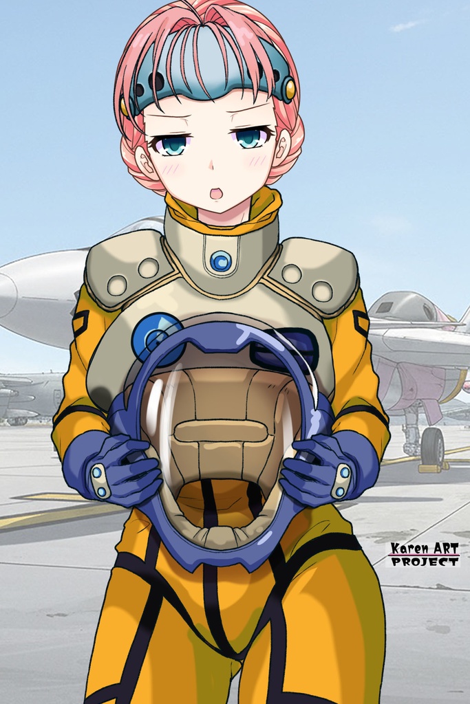 亜美ちゃん+ミレーヌ・ジーナスのパイロットスーツ【マクロス7-03】 Ami Original Color 正面Sポーズ Front S-POSE Ami is wearing Mylene Flare Jenius's PilotSuit【MACROSS7-03】