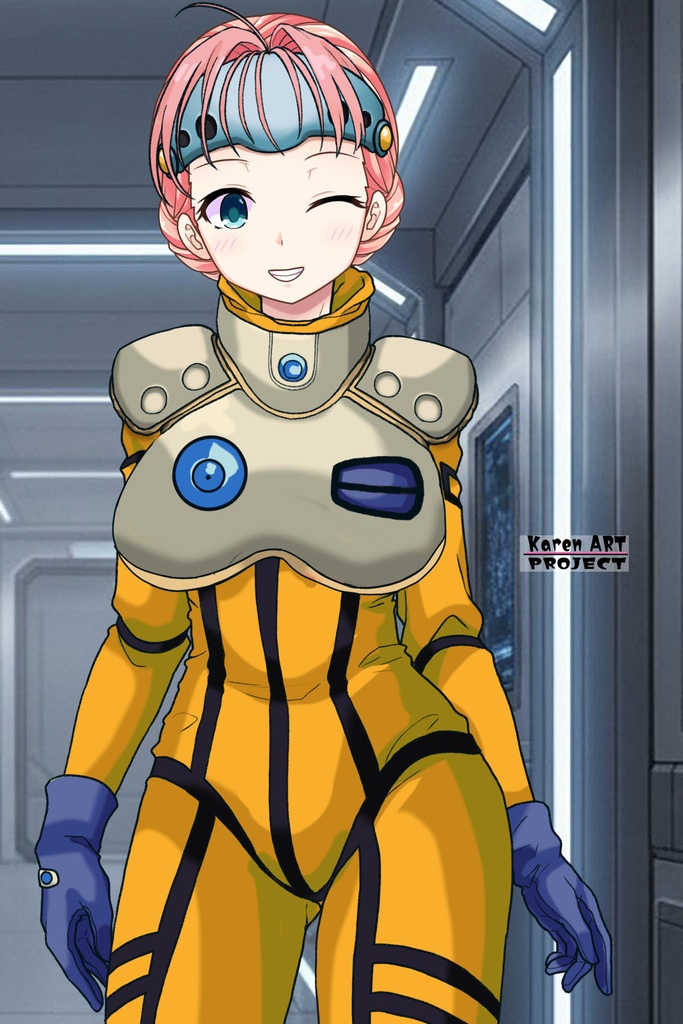 亜美ちゃん+ミレーヌ・ジーナスのパイロットスーツ【マクロス7-04】 Ami Original Color 正面 Front Angle Ami is wearing Mylene Flare Jenius's PilotSuit【MACROSS7-04】