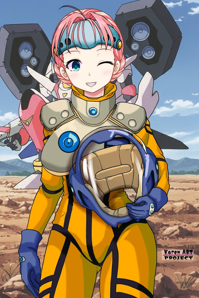 亜美ちゃん+ミレーヌ・ジーナスのパイロットスーツ【マクロス7-04】 Ami Original Color 正面 Front Angle Ami is wearing Mylene Flare Jenius's PilotSuit【MACROSS7-04】