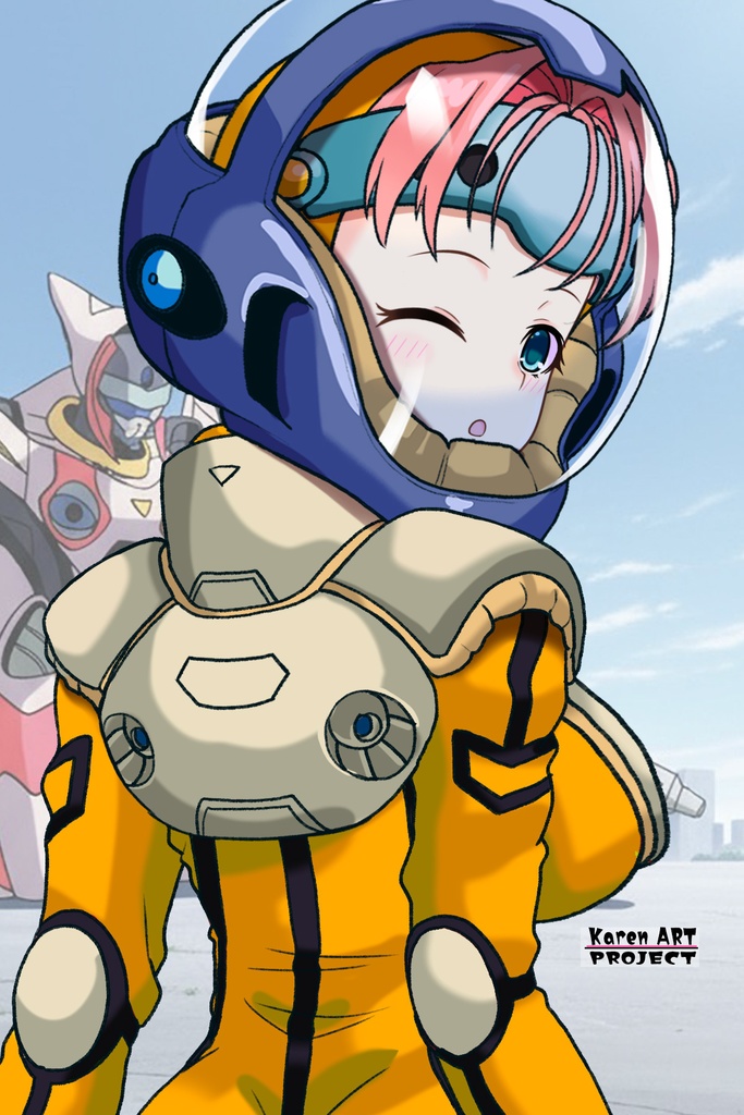 亜美ちゃん+ミレーヌ・ジーナスのパイロットスーツ【マクロス7-06】 Ami Original Color 背面 Back Angle ロングヘア Long HairStyle Ami is wearing Mylene Flare Jenius's PilotSuit【MACROSS7-06】