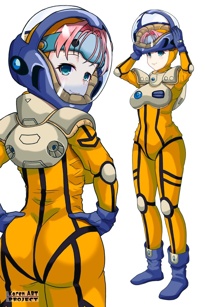 亜美ちゃん+ミレーヌ・ジーナスのパイロットスーツ【マクロス7-06】 Ami Original Color 背面 Back Angle ロングヘア Long HairStyle Ami is wearing Mylene Flare Jenius's PilotSuit【MACROSS7-06】
