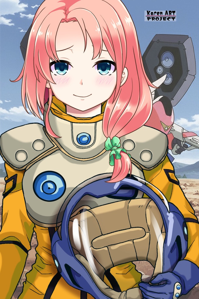 亜美ちゃん+ミレーヌ・ジーナスのパイロットスーツ【マクロス7-08】 Ami Original Color 正面 Front Angle ロングヘア Long HairStyle Ami is wearing Mylene Flare Jenius's PilotSuit【MACROSS7-08】