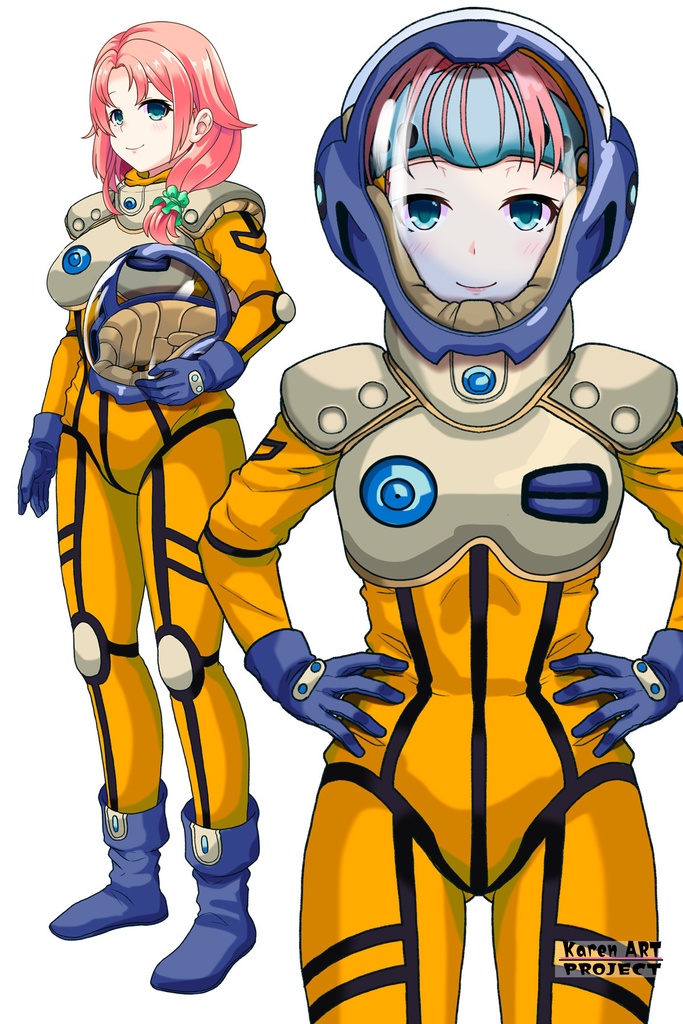 亜美ちゃん+ミレーヌ・ジーナスのパイロットスーツ【マクロス7-08】 Ami Original Color 正面 Front Angle ロングヘア Long HairStyle Ami is wearing Mylene Flare Jenius's PilotSuit【MACROSS7-08】