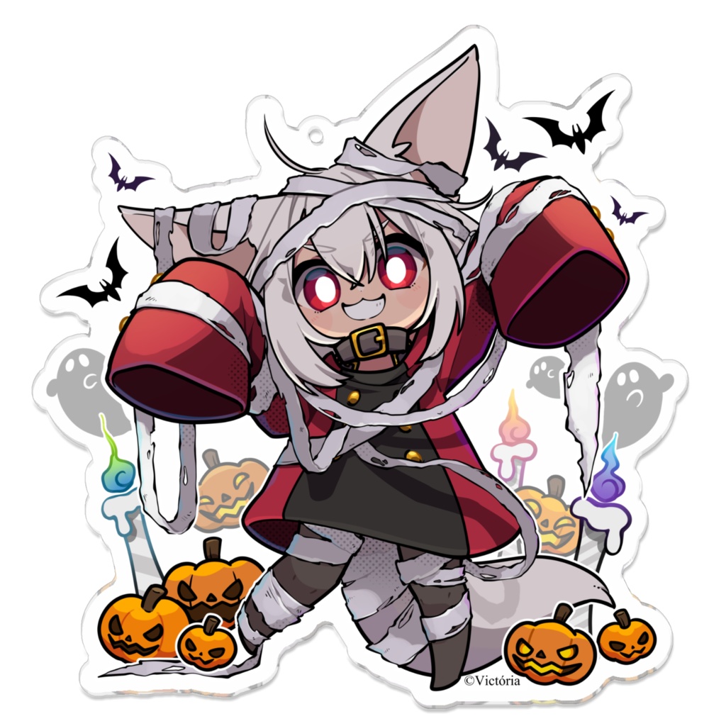 【Halloween2024】きつねちゃん - アクリルキーホルダー（おまけ：スマホ壁紙６種）