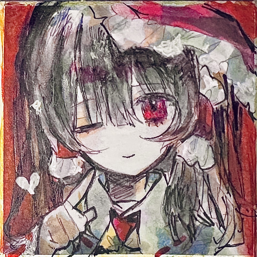 直筆色紙　東方　小悪魔　一代大佐　世は並べて事も無し 東方 Touhou