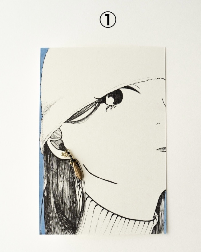 ミニ原画+ハンドメイドピアス