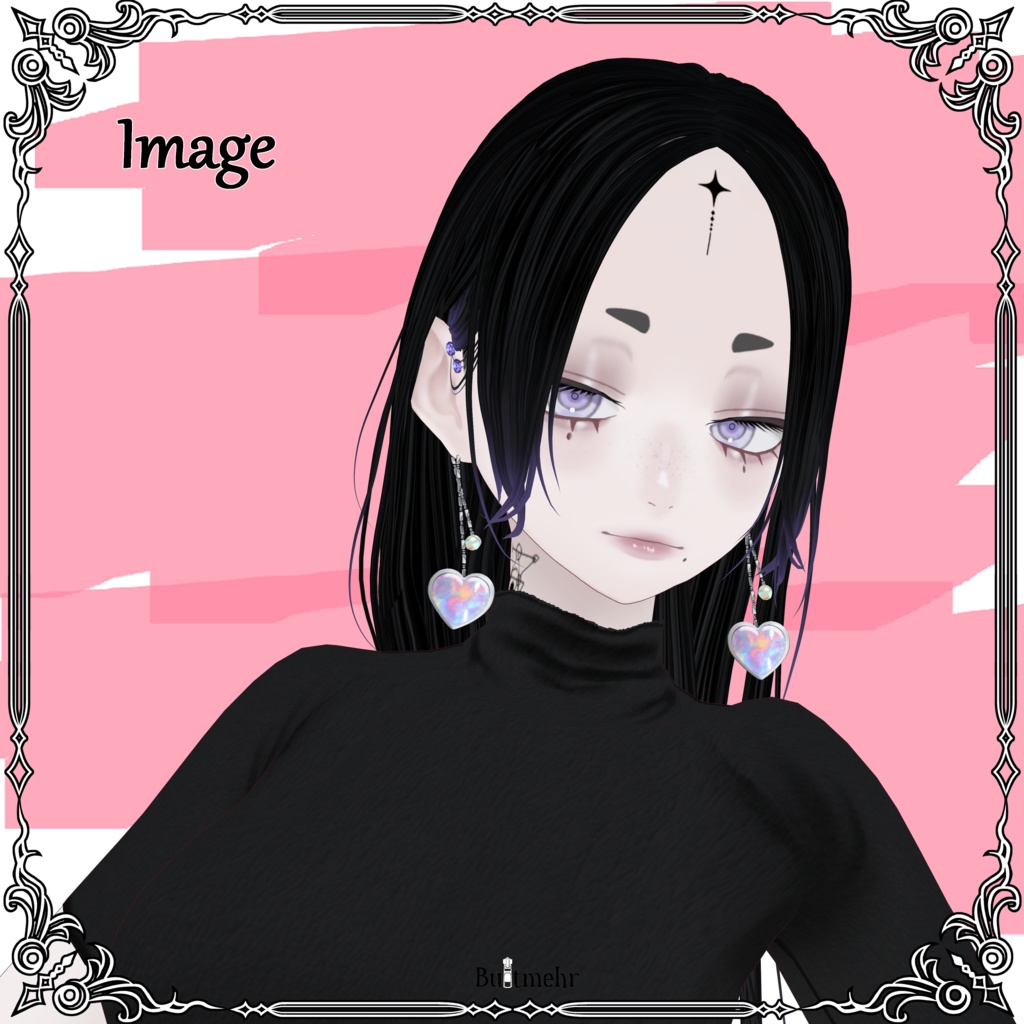 【無料】【#VRoid】オーロラハートピアス