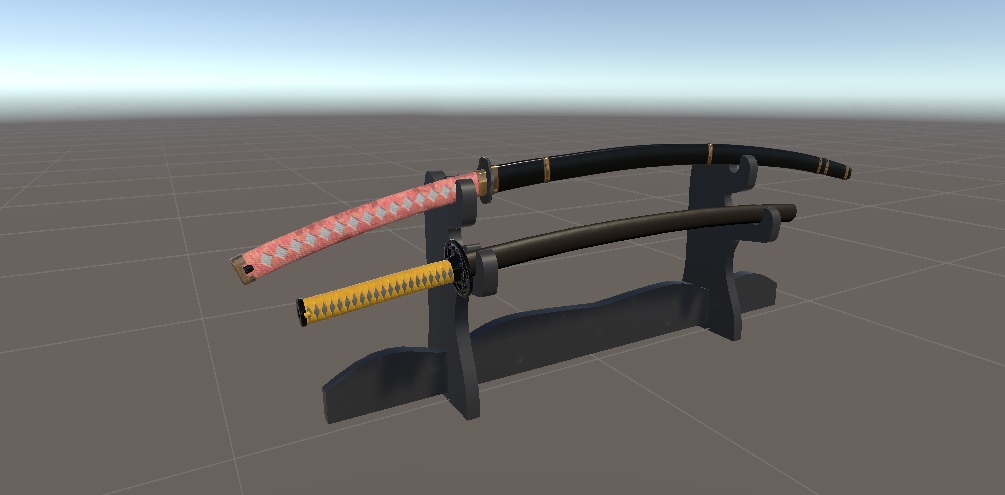 【VRC想定3Dモデル】日本刀(おまけ台座付き)