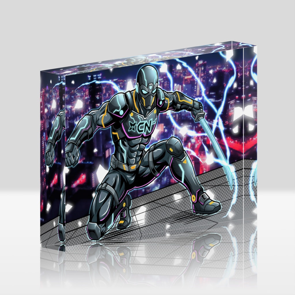 高級インテリア「サイバーニンジャ」プレミアムアクリルブロック / Premium Art Block "Cyber Ninja"