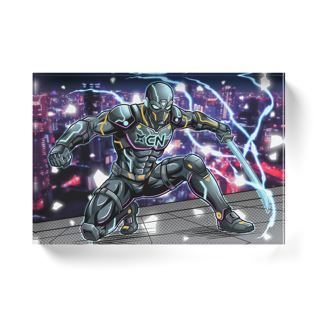 高級インテリア「サイバーニンジャ」プレミアムアクリルブロック / Premium Art Block "Cyber Ninja"