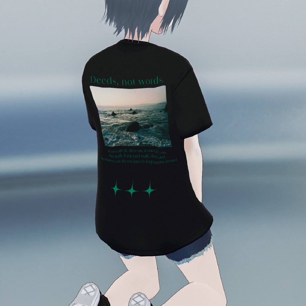 【無料】blue-oil  T-shirt【Vroid 衣装】