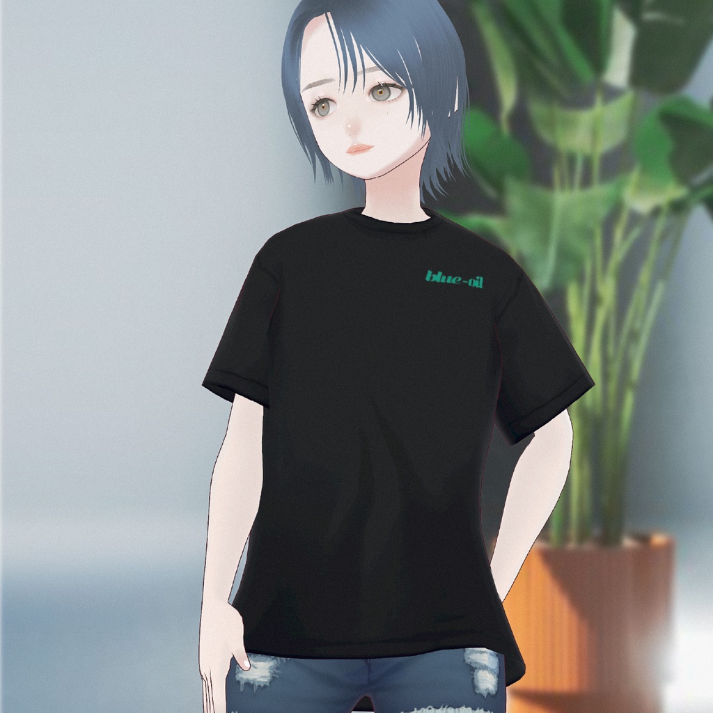 【無料】blue-oil  T-shirt【Vroid 衣装】