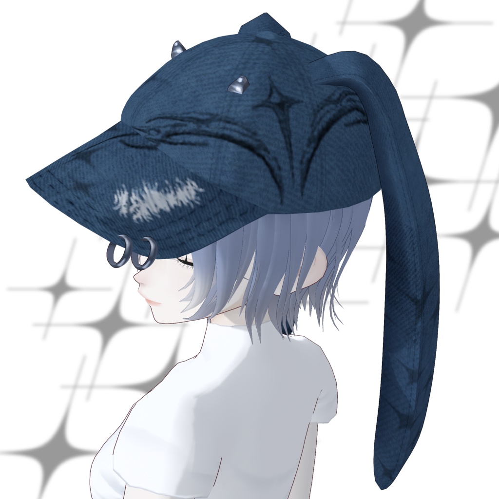 【VRoid】Lop ear Cap【blue oil】