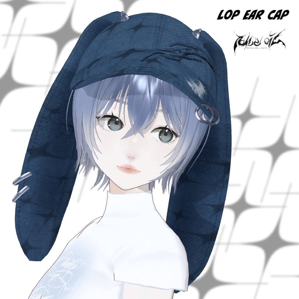 【VRoid】Lop ear Cap【blue oil】
