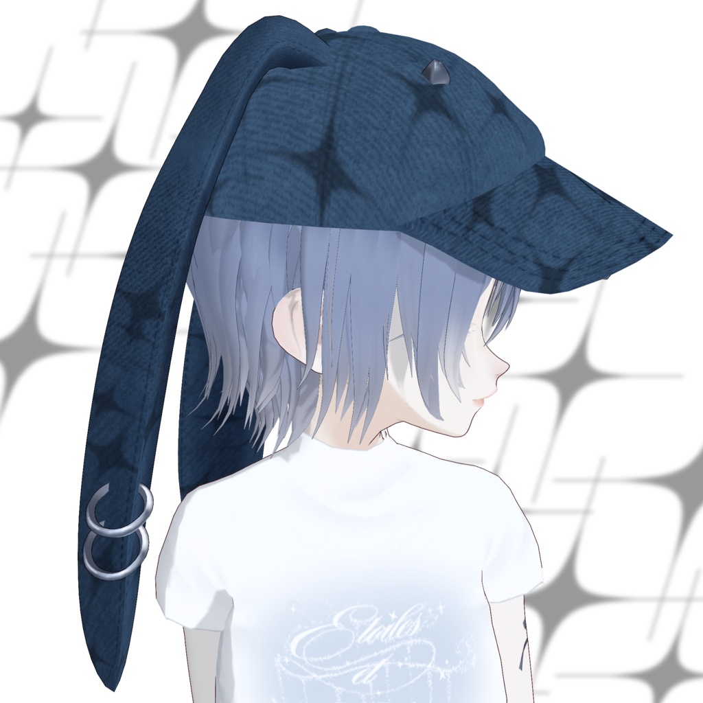 【VRoid】Lop ear Cap【blue oil】