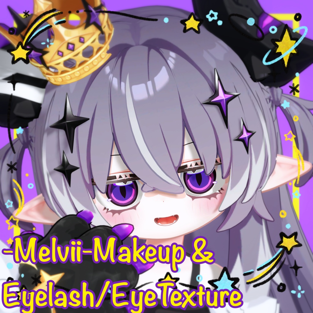 【VRChat 無料 Free有】邪竜メルヴィ(Melvii)-Makeup & Eyelash/Eye Texture