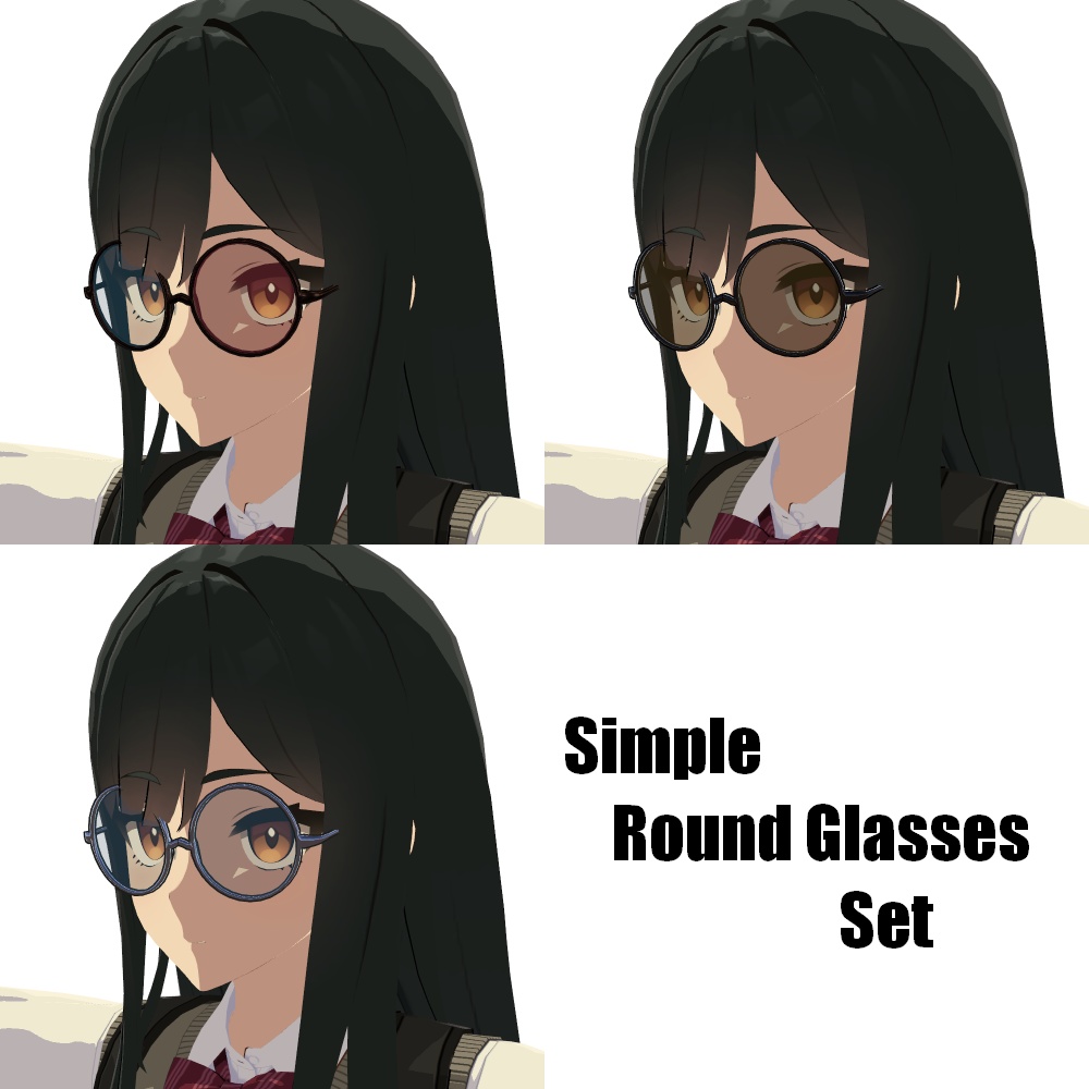 【VRChat用】Simple Round Glasses Set