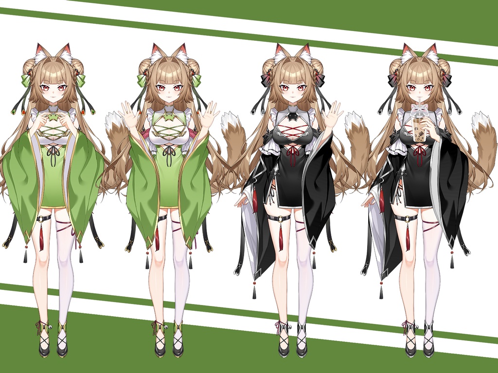 バージョン更新済(Ver2)【汎用LIVE2Dモデル】狐娘 和風・中華風「VtuberStudio対応」高品質