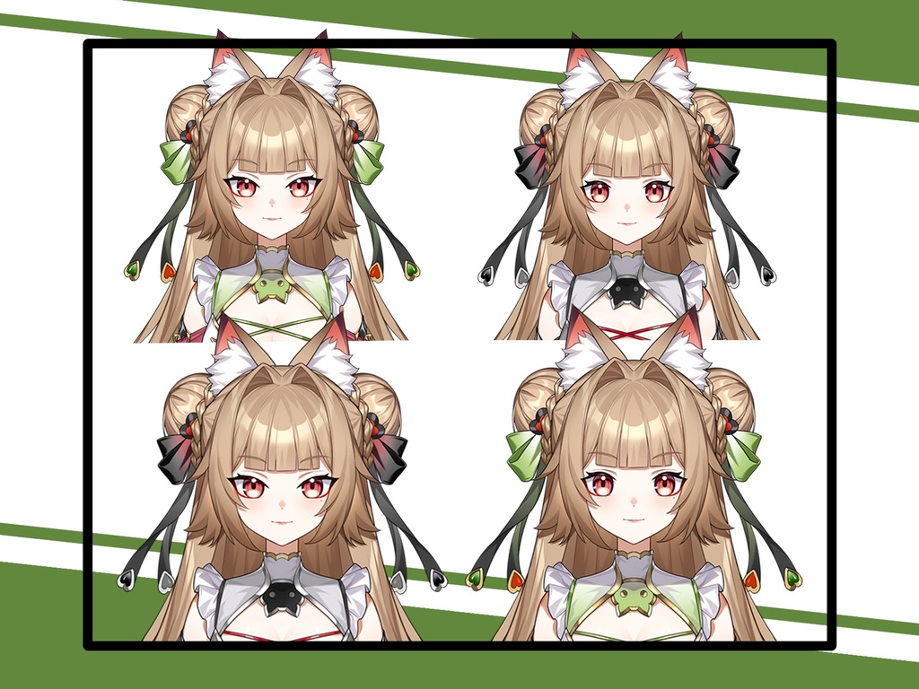 バージョン更新済(Ver2)【汎用LIVE2Dモデル】狐娘 和風・中華風「VtuberStudio対応」高品質