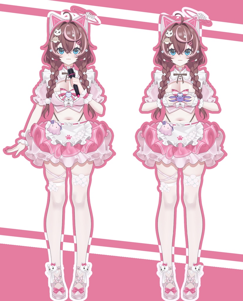 【汎用LIVE2Dモデル】かわいい!猫娘 Pink Cat「VtuberStudio対応」高品質