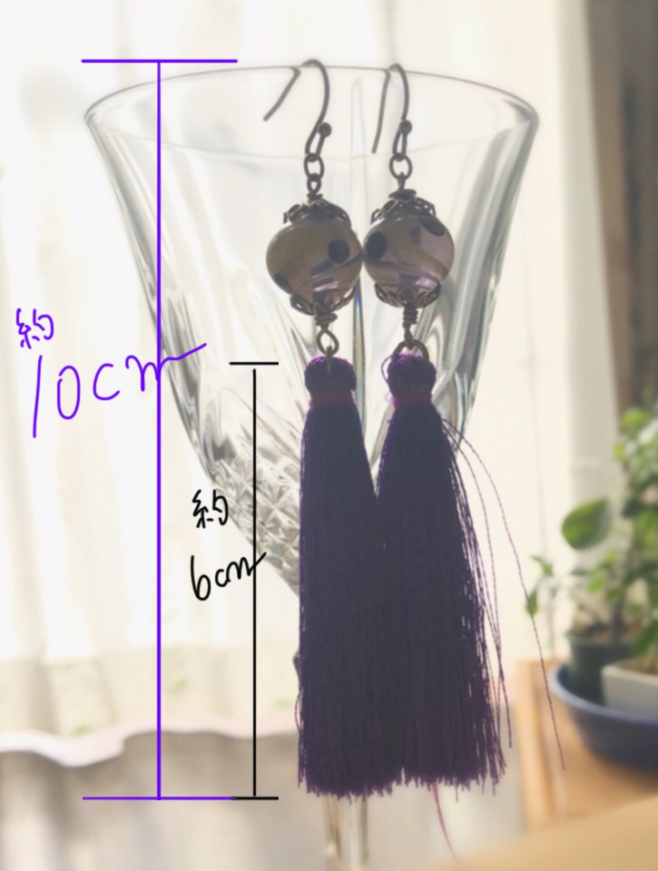 【BF】中華風「ショーター・ウォン」イメージ蜻蛉玉ピアス【送料無料】