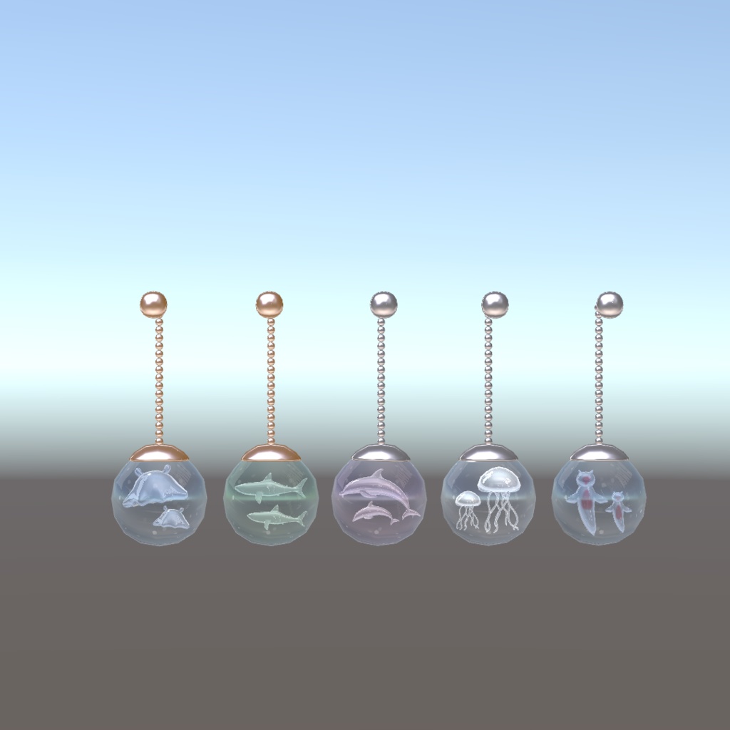 【VRC向けアクセサリー】海のいきものピアスセット5種