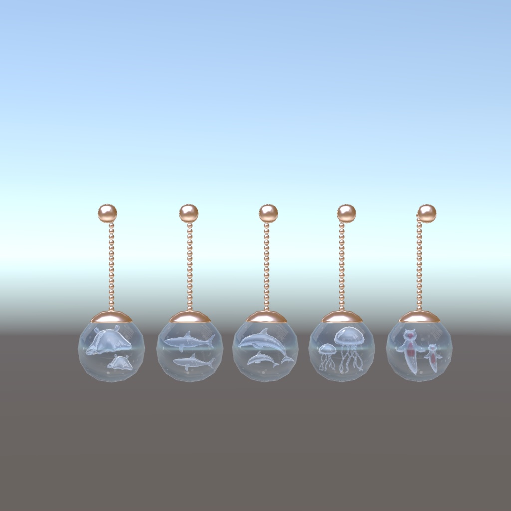 【VRC向けアクセサリー】海のいきものピアスセット5種