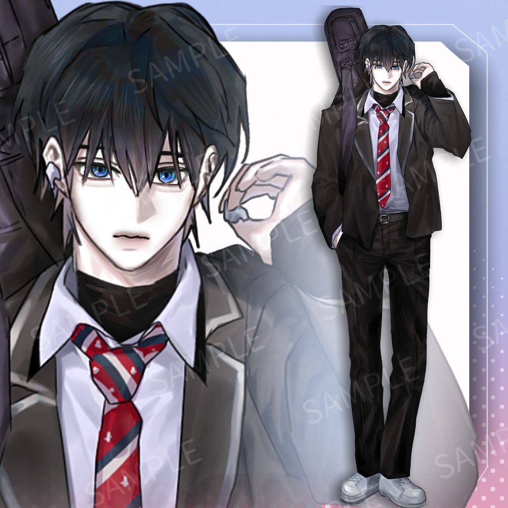 【 立ち絵素材 】ギターケース , 男子高校生