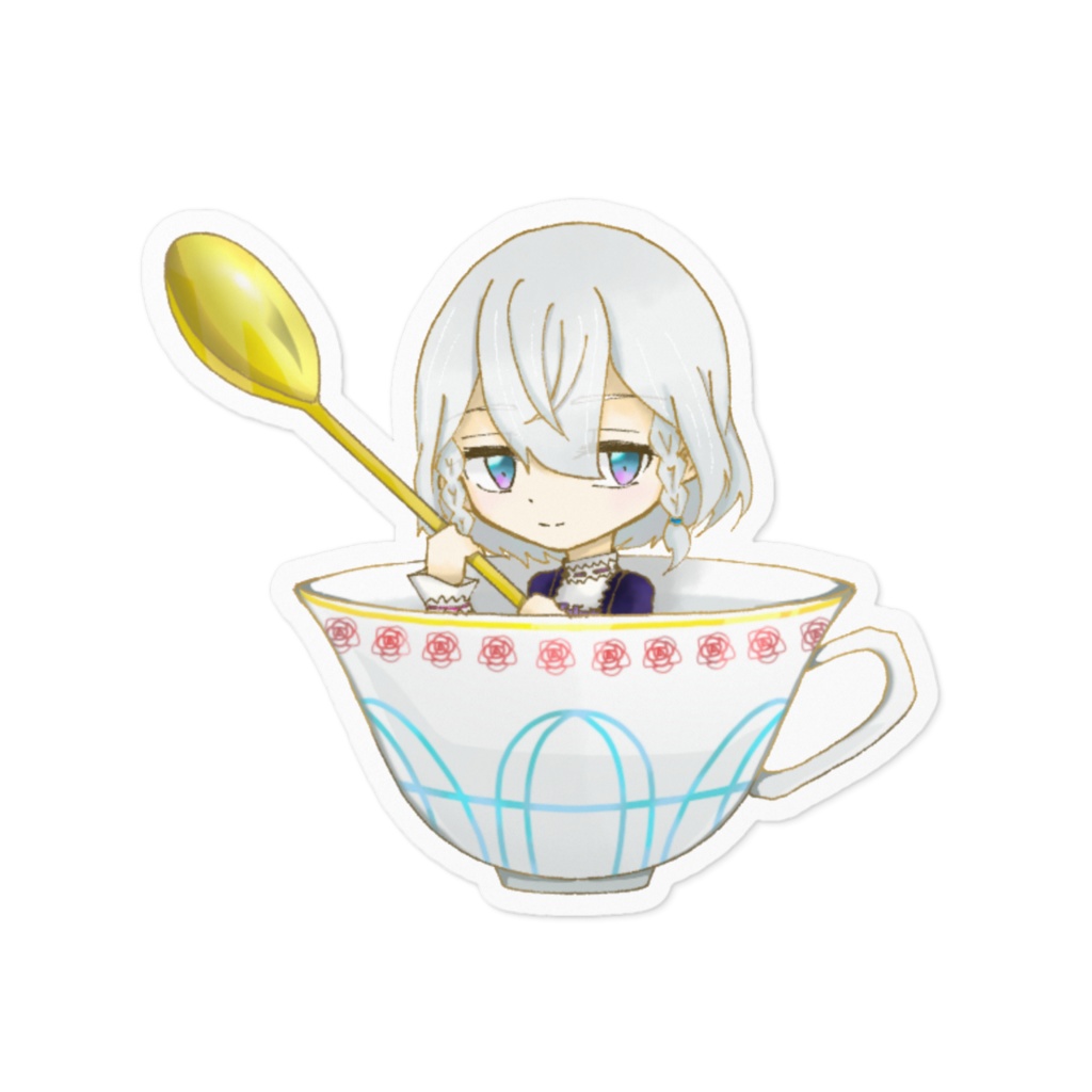 ティーカップ灯花ステッカー