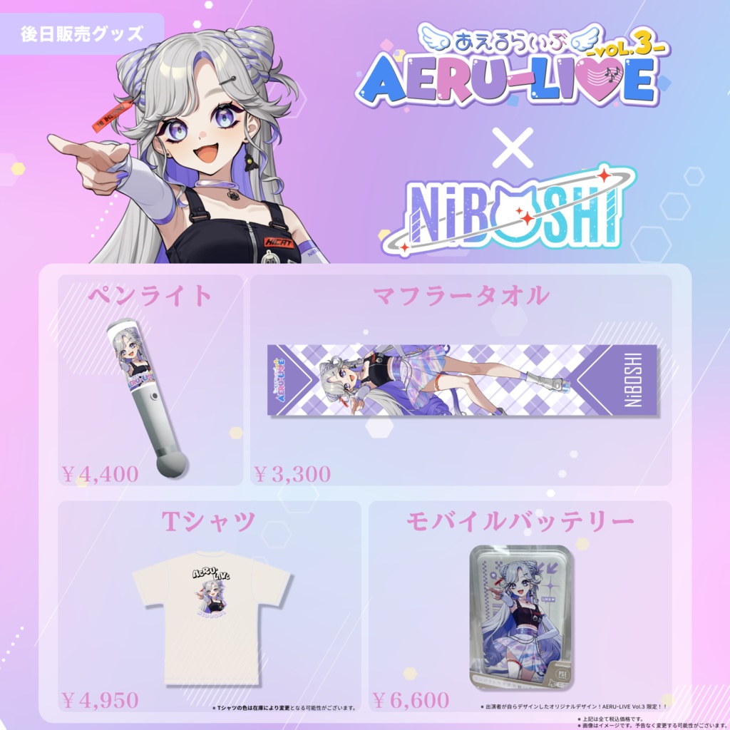 【AERU-LIVE Vol.3】NiBOSHI 後日販売グッズ
