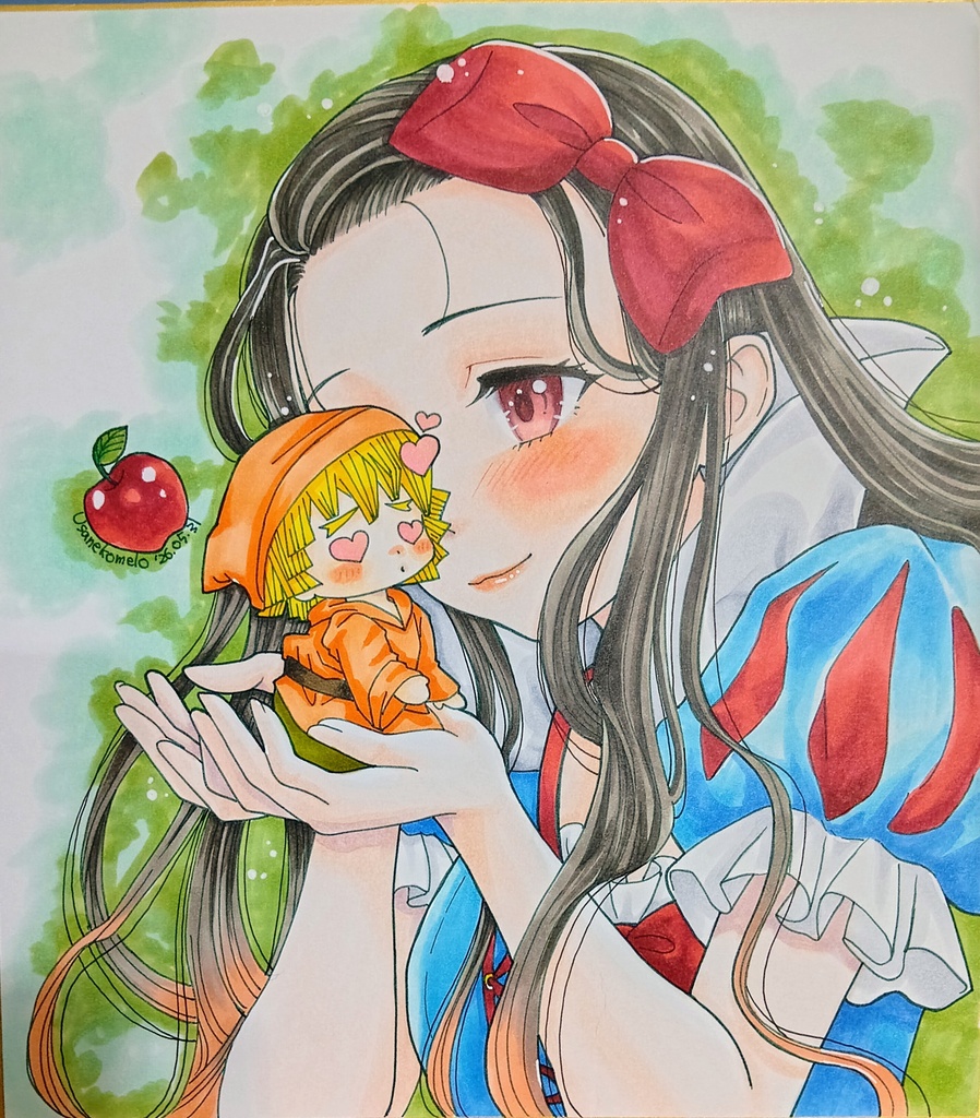 色紙原画「竈門禰豆子×白雪姫」