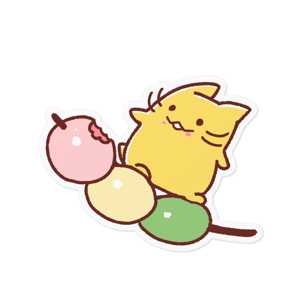 かっ飛びにゃんぷステッカー【三色団子】