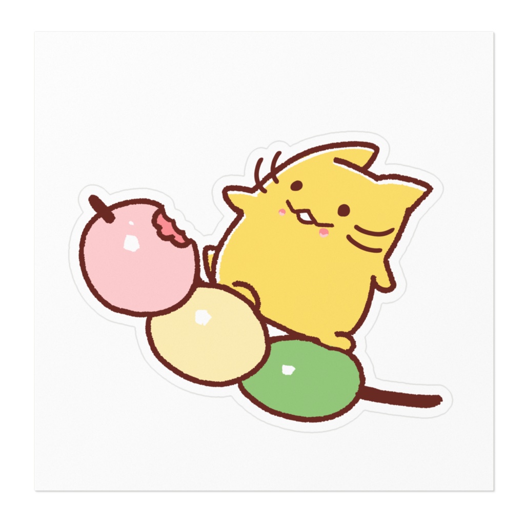 かっ飛びにゃんぷステッカー【三色団子】