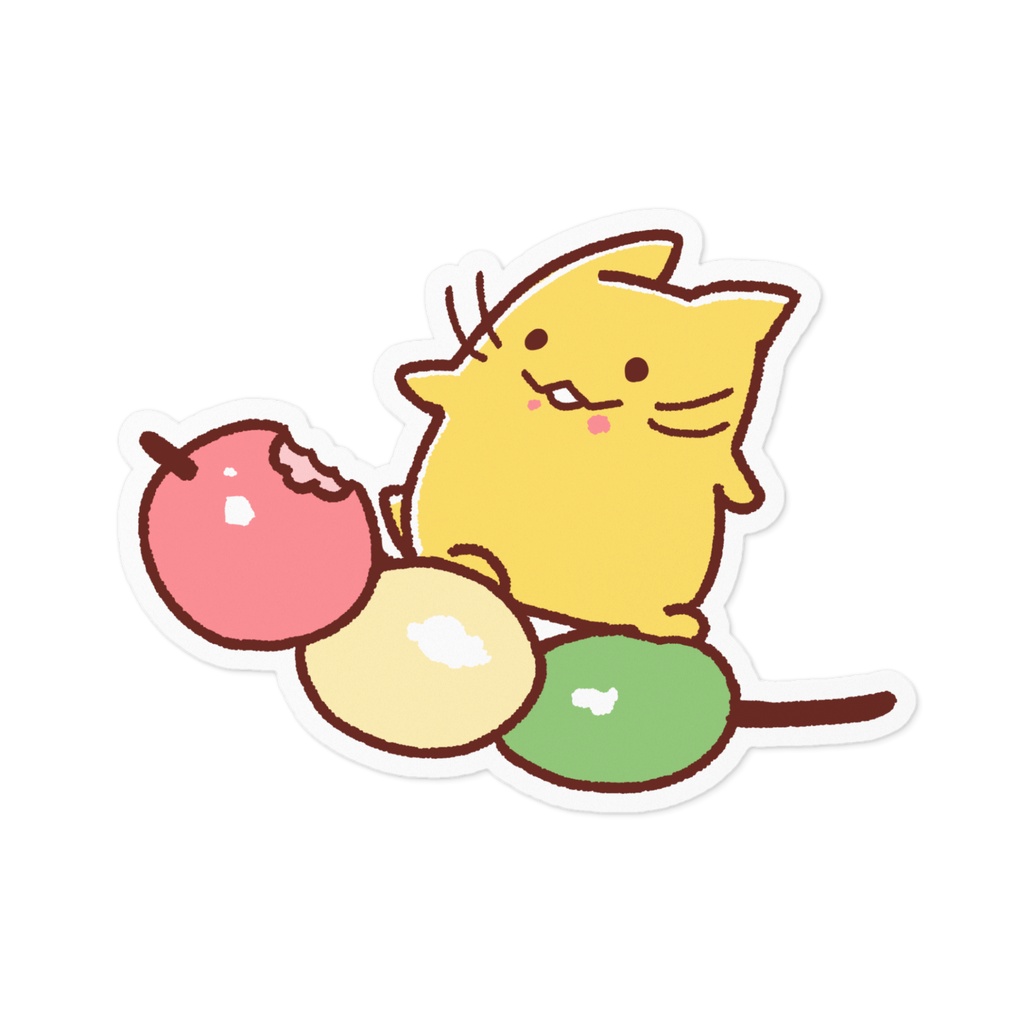 かっ飛びにゃんぷステッカー【三色団子】